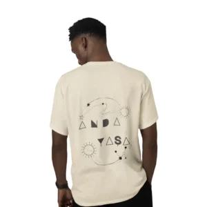 Anda yaşa geometrik şekil çember baskılı kaliteli unisex oversize T-shirt