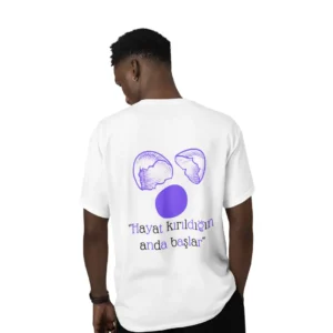 Hayat kırılınca başlar kırık yumurta baskılı kaliteli unisex oversize T-shirt