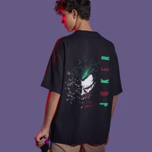 Joker Baskılı Siyah Oversize Erkek Tişört