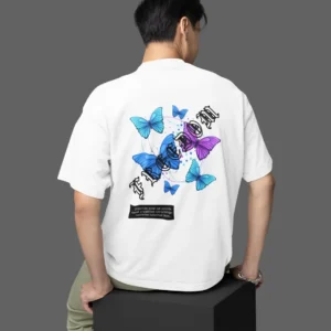 Freedom Vibes Kelebek Baskılı Oversize Tişört