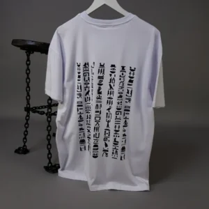 Mısır Alfabesi Baskılı Unisex Tişört – Oversize
