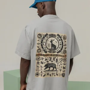 Zaman Döngüsü Baskılı Oversize Erkek Tişört